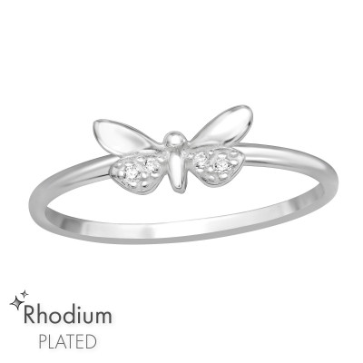 Butterfly Sterling Silver Ring with Cubic Zirconia
