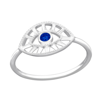 Silver Evil Eye Ring with Cubic Zirconia