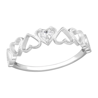 Eternity Heart Sterling Silver Ring with Cubic Zirconia