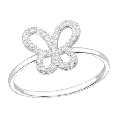 Butterfly Sterling Silver Ring with Cubic Zirconia