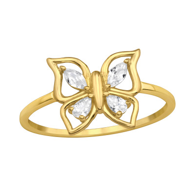 Butterfly Sterling Silver Ring with Cubic Zirconia