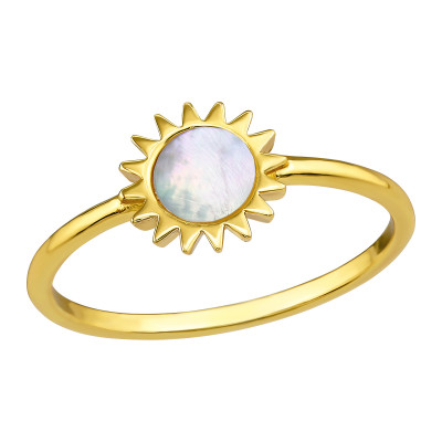 Sun Sterling Silver Ring with Shell Mother of Pearl