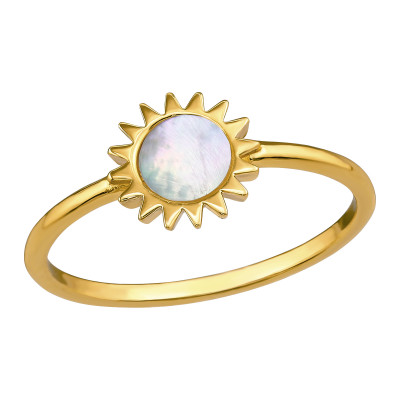 Sun Sterling Silver Ring with Shell Mother of Pearl