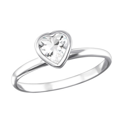 Silver Heart Ring with Cubic Zirconia