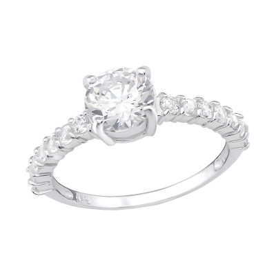 Silver Round Ring with Cubic Zirconia