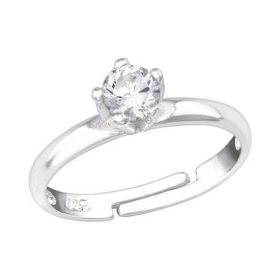 Silver Square Ring with Cubic Zirconia