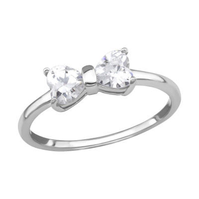 Bow Sterling Silver Ring with Cubic Zirconia