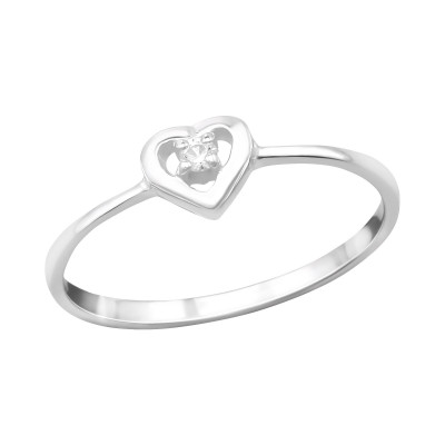 Silver Heart Ring with Cubic Zirconia