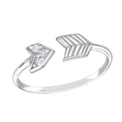 Silver Arrow Ring with Cubic Zirconia