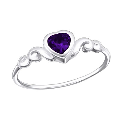 Silver Heart Ring with Cubic Zirconia