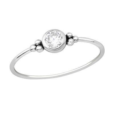 Silver Round Ring with Cubic Zirconia