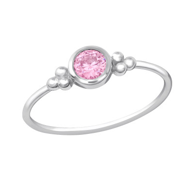 Silver Round Ring with Cubic Zirconia