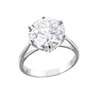 Silver Round Ring with Cubic Zirconia