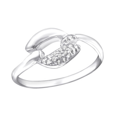 Silver Leaf Ring with Cubic Zirconia