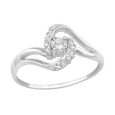 Silver Twirl Ring with Cubic Zirconia