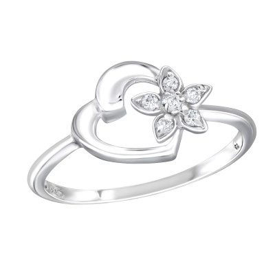 Silver Heart Ring with Cubic Zirconia