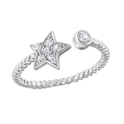 Silver Star Ring with Cubic Zirconia