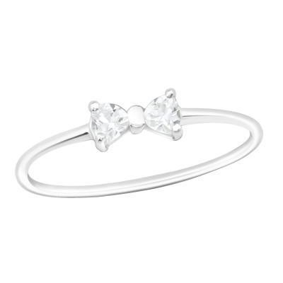 Silver Bow Ring with Cubic Zirconia