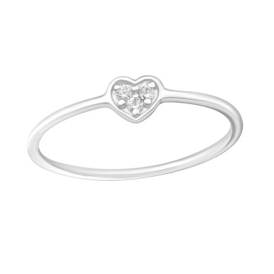 Silver Heart Ring with Cubic Zirconia