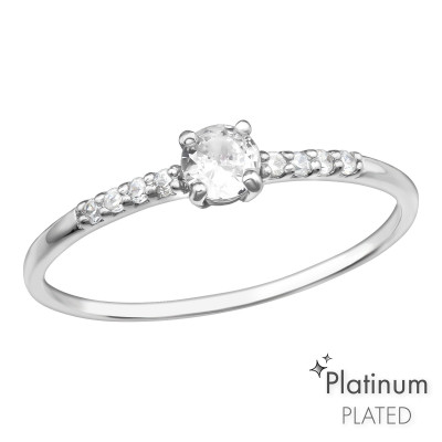 Silver Solitaire Ring with Cubic Zirconia