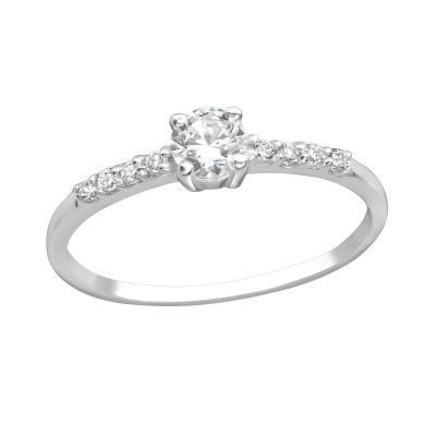 Silver Solitaire Ring with Cubic Zirconia