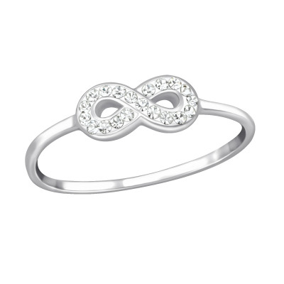 Silver Infinity Ring with Crystal
