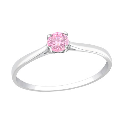 Silver Solitaire Ring with Cubic Zirconia