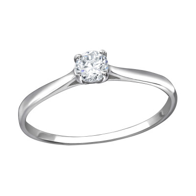 Solitaire Sterling Silver Ring with Cubic Zirconia