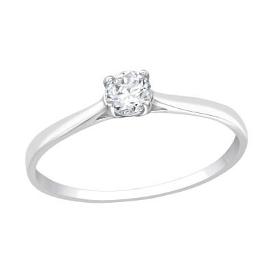 Silver Round Ring with Cubic Zirconia