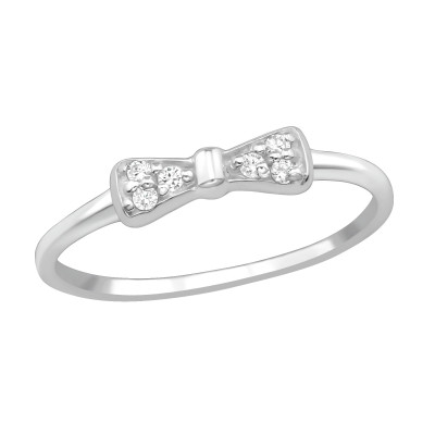 Silver Bow Ring with Cubic Zirconia