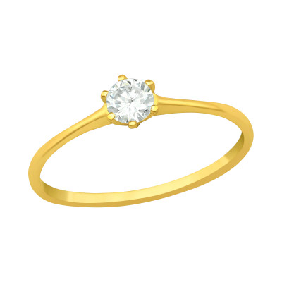 Silver Solitaire Ring with Cubic Zirconia