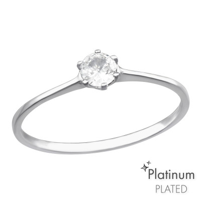 Silver Solitaire Ring with Cubic Zirconia