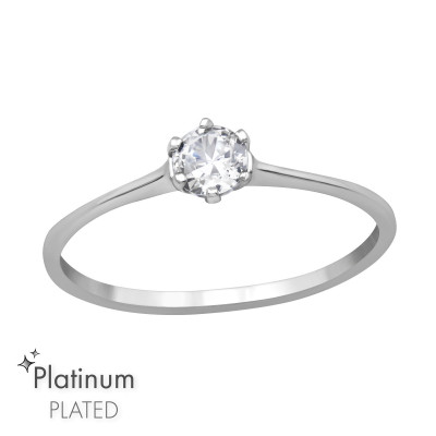 Solitaire Sterling Silver Ring with Cubic Zirconia