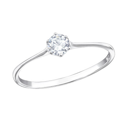 Silver Solitaire Ring with Cubic Zirconia