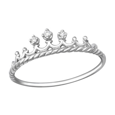 Crown Sterling Silver Ring with Cubic Zirconia