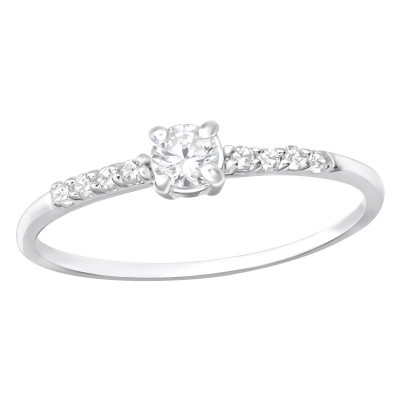 Silver Solitaire Ring with Cubic Zirconia