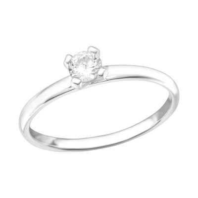 Silver Solitaire Ring with Cubic Zirconia