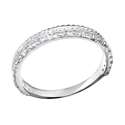 Silver Band Ring with Cubic Zirconia