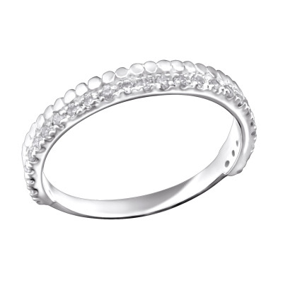 Band Sterling Silver Ring with Cubic Zirconia