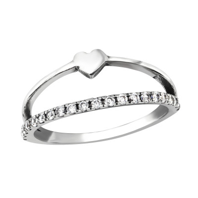 Silver Heart Ring with Cubic Zirconia