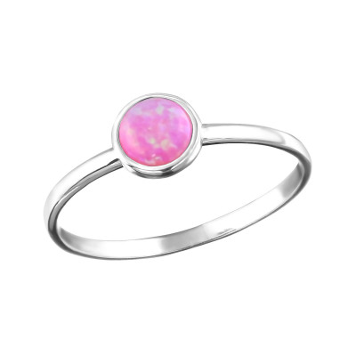 Silver Round Ring with Bubble Gem