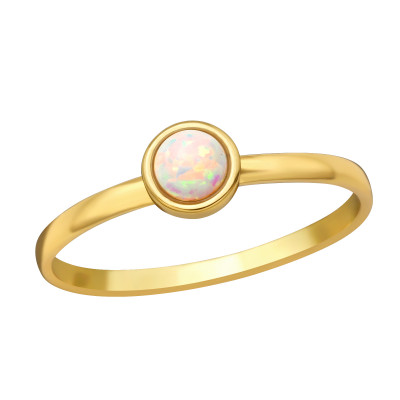 Silver Round Ring with synthetic Opal