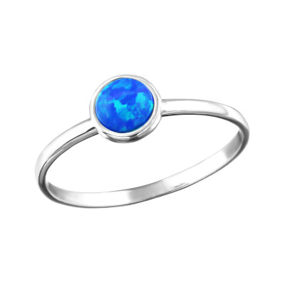 Silver Round Ring with Pacific Blue