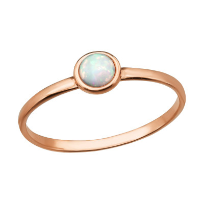 Silver Round Ring with Synthetic Opal