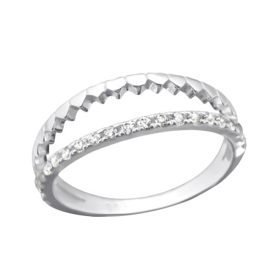 Silver Hearts Ring with Cubic Zirconia