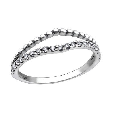 Silver Pattern Ring with Cubic Zirconia