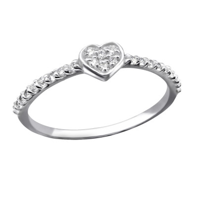 Silver Heart Ring with Cubic Zirconia