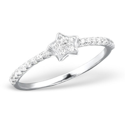 Silver Star Ring with Cubic Zirconia