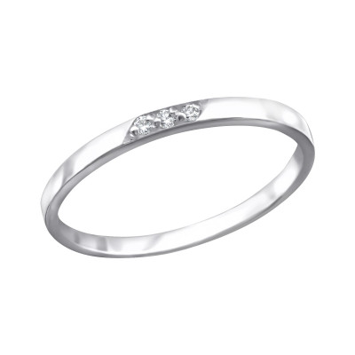 Silver Band Ring with Cubic Zirconia