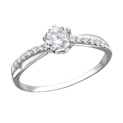 Silver Round Ring with Cubic Zirconia